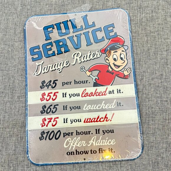 NEW! Open Road Brands - Funny Garage Shop‎ Rates Tin Sign Mechanic, Tire Shop - Picture 1 of 8